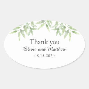 Eleganter Olivenzweig. Einfache Hochzeit Vielen Da Ovaler Aufkleber