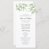 Eleganter Olivenzweig. Einfaches Hochzeitsprogramm Menükarte (Vorne/Hinten)
