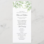 Eleganter Olivenzweig. Einfaches Hochzeitsprogramm Menükarte (Vorderseite)