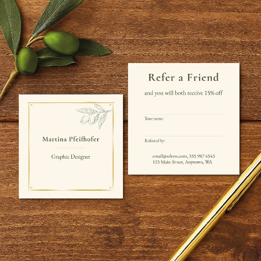 eleganter Olivenzweig Empfehlungskarte