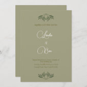 Eleganter Olivenzweig in der Salbei-Farbhochzeit Einladung (Vorne/Hinten)