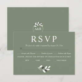 Eleganter Olivenzweig Mittelmeercharme Hochzeit RSVP Karte