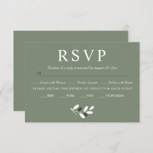 Eleganter Olivenzweig Mittelmeercharme Hochzeit RSVP Karte