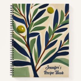 Eleganter Olivenzweig Personalisiertes Rezeptbuch Notizblock
