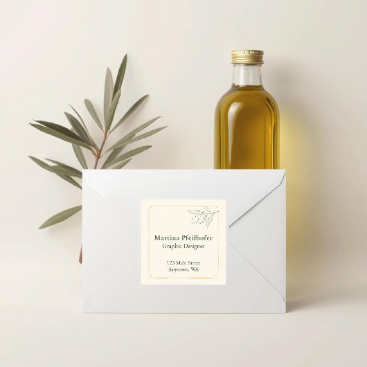 eleganter Olivenzweig Quadratischer Aufkleber