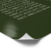 Eleganter Olivgrüner Hochzeitssitzplan Poster (Ecke)
