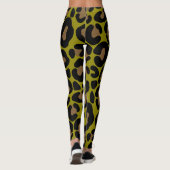 Eleganter olivgrüner und schwarzer Leopardenprint Leggings (Rückseite)