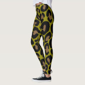 Eleganter olivgrüner und schwarzer Leopardenprint Leggings (Links)