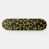 Eleganter Olivgrüner und schwarzer Leopardenprint Skateboard (Horizontal)