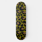 Eleganter Olivgrüner und schwarzer Leopardenprint Skateboard (Vorderseite)