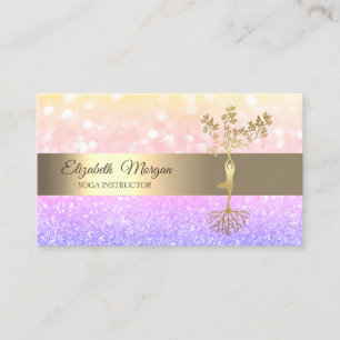 Eleganter Ombre-Bokeh-Goldbaum-Yoga-Lehrer Visitenkarte