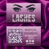 Eleganter Ombre Glitzer Lash Techniker mit QR Code Visitenkarte