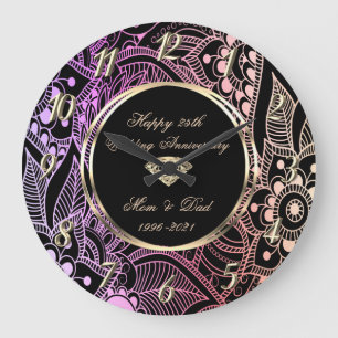 Eleganter Ombre-Mandala 25. Hochzeitstag Große Wanduhr