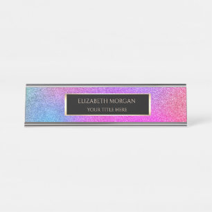 Eleganter Ombre Violet Glitzer Frame Schreibtischnamensplakette