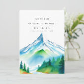 Eleganter Online-Berg Save The Date (Stehend Vorderseite)