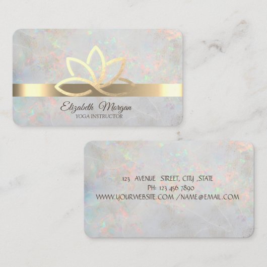 Eleganter Opal Holographic, Gold Stripe, Gold Lotu Visitenkarte (Vorne/Hinten)