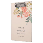 Eleganter Orange Blush Peach Green Ambrosia Floral Klemmbrett (Links)