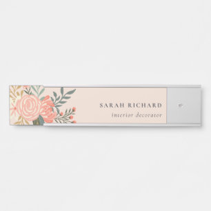 Eleganter Orange Blush Peach Green Ambrosia Floral Türschild