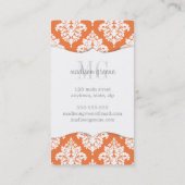 Eleganter orange Damast personalisiert Visitenkarte (Rückseite)