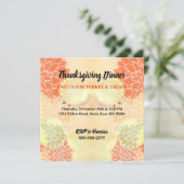 Eleganter Orange Fall Floral Erntedank Einladung (Stehend Vorderseite)
