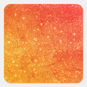 Eleganter Orange Glitzer Quadratischer Aufkleber