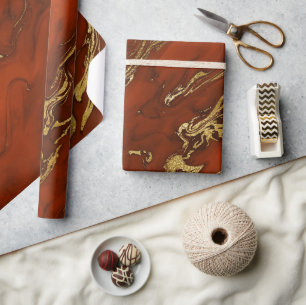 Eleganter orange-goldener Herbstmarmorstein Geschenkpapier