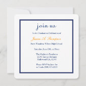 Eleganter orange königliches Blau-Abschluss des Einladung (Rückseite)