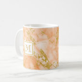 Eleganter Orange Marble Monogram Imitate Gold Glit Kaffeetasse (Vorderseite Links)