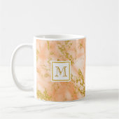 Eleganter Orange Marble Monogram Imitate Gold Glit Kaffeetasse (Links)