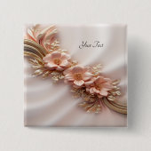 Eleganter Orange Peach Floral Button (Vorderseite)