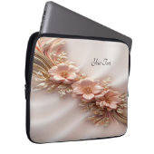 Eleganter Orange Peach floral Laptop Sieb Laptopschutzhülle (Vorne Rechts)
