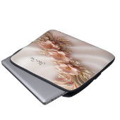 Eleganter Orange Peach floral Laptop Sieb Laptopschutzhülle (Vorne Knopf)