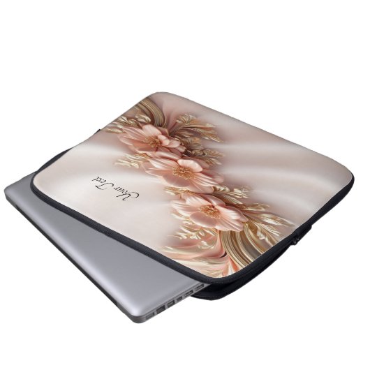Eleganter Orange Peach floral Laptop Sieb Laptopschutzhülle (Vorne Knopf)