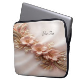Eleganter Orange Peach floral Laptop Sieb Laptopschutzhülle (Vorderseite Links)