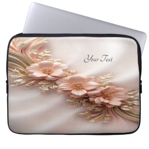 Eleganter Orange Peach floral Laptop Sieb Laptopschutzhülle