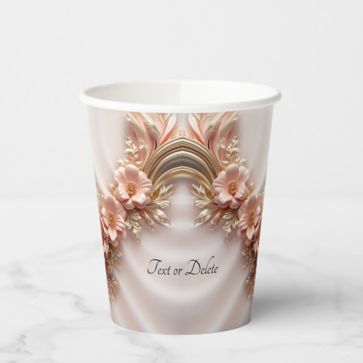 Eleganter Orange Peach Floral Paper Cup Pappbecher (Links)