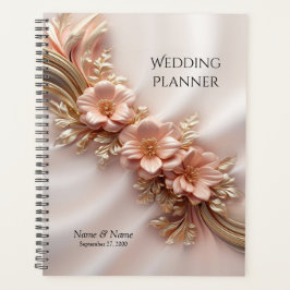 Eleganter Orange Peach Floral Planner Planer