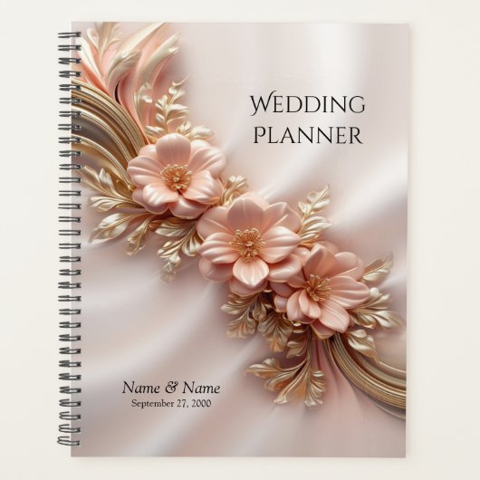 Eleganter Orange Peach Floral Planner Planer (Vorderseite)
