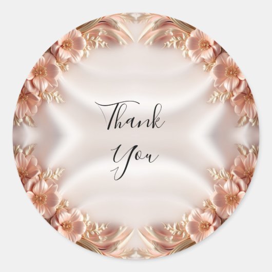 Eleganter Orange Peach Floral Sticker (Vorderseite)