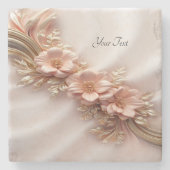 Eleganter Orange Peach Floral Stone Untersetzer (Vorderseite)