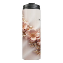 Eleganter Orange Peach Floral Thermal Tumbler Thermosbecher
