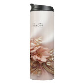 Eleganter Orange Peach Floral Thermal Tumbler Thermosbecher (Nach rechts gedreht)
