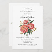 Eleganter Orange Peony Watercolor Polterabend Einladung (Vorne/Hinten)