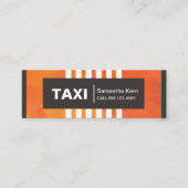 Eleganter Orange Polygons Vertikale Linien Taxifah Mini Visitenkarte (Vorderseite)