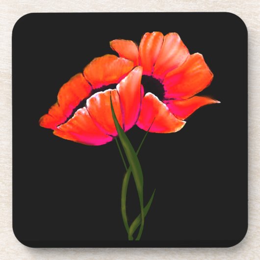 Eleganter Orange Poppies Untersetzer (Vorderseite)