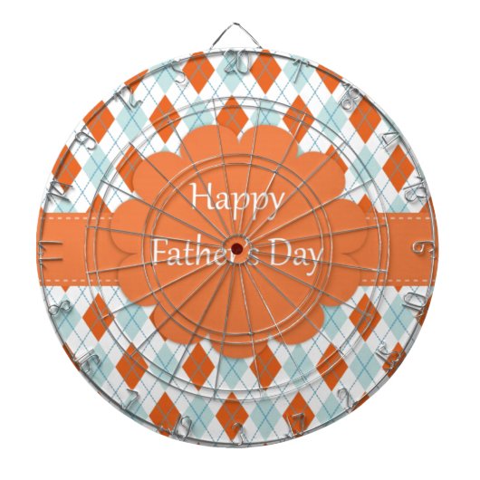 Eleganter Orange Raute Muster Vater Dartscheibe (vorne)