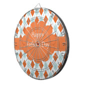 Eleganter Orange Raute Muster Vater Dartscheibe (Vorderseite rechts)