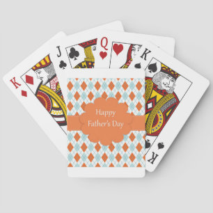 Eleganter Orange Raute Muster Vater Spielkarten