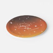 Eleganter Orange Sunset Boo! Halloween-Party Pappteller (Schrägansicht)