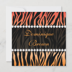 Eleganter orange und gelber Jeweled Zebra laden Einladung